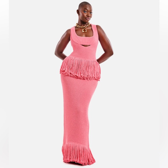 Hanifa Dresses & Skirts - Hanifa | Niyah Pink Fringe Maxi Dress